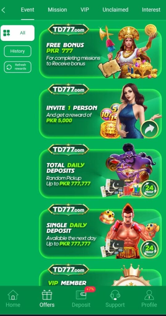 Bonuses TD777 game