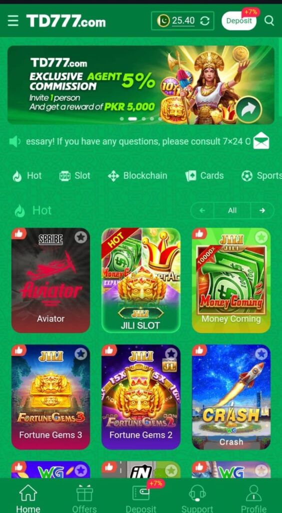 TD777 Game Interface Screenshot