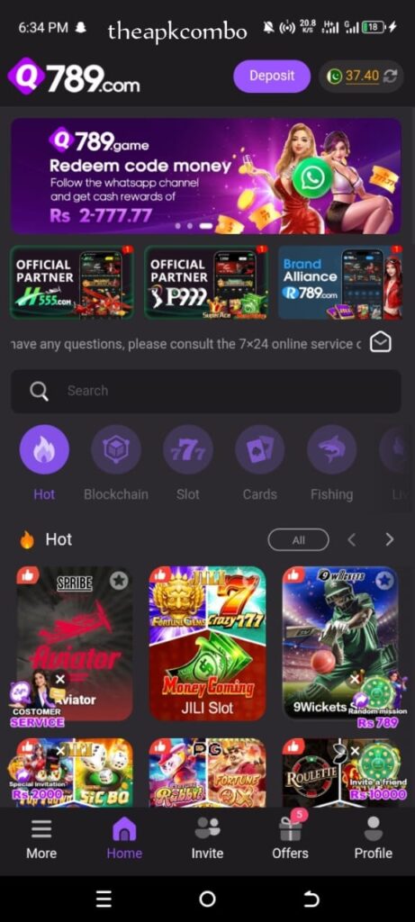 Q789 Game Interface Screenshot