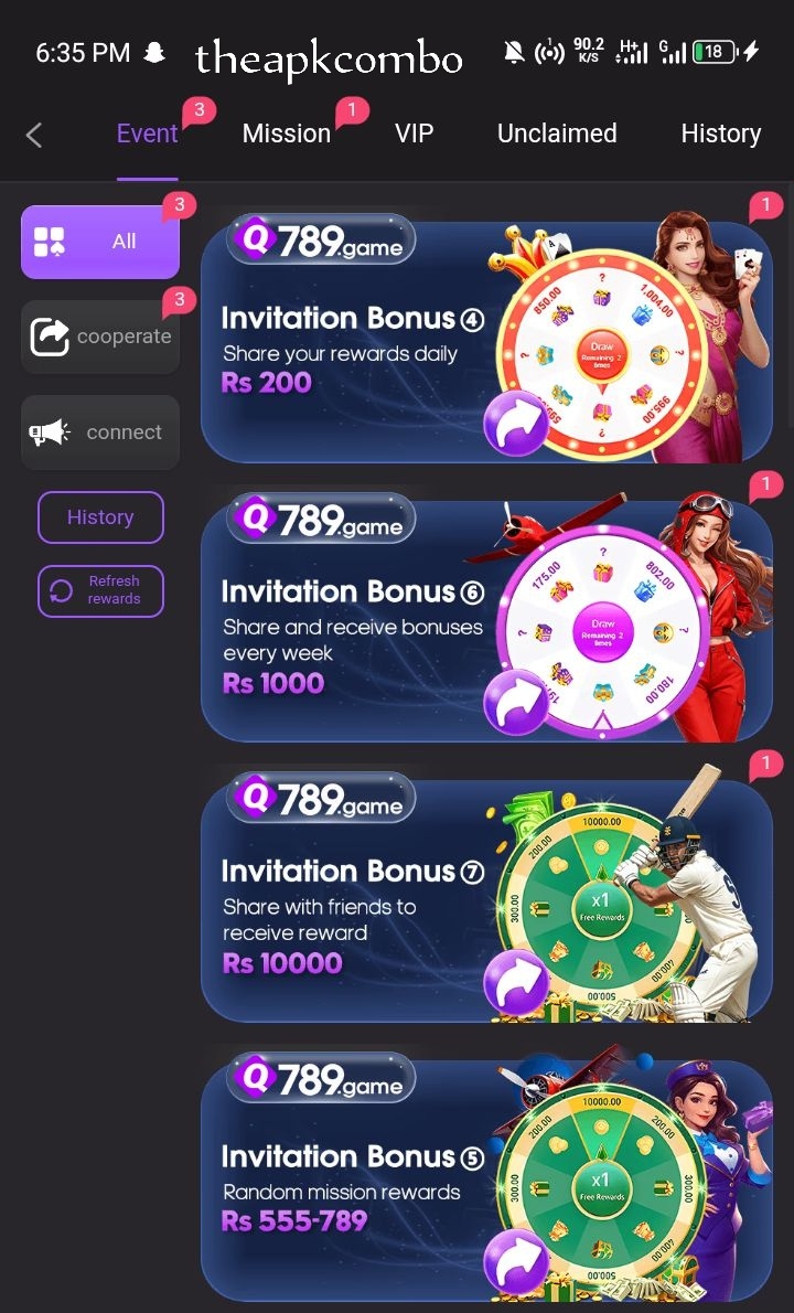 Q789 Game Invitation Bonuses