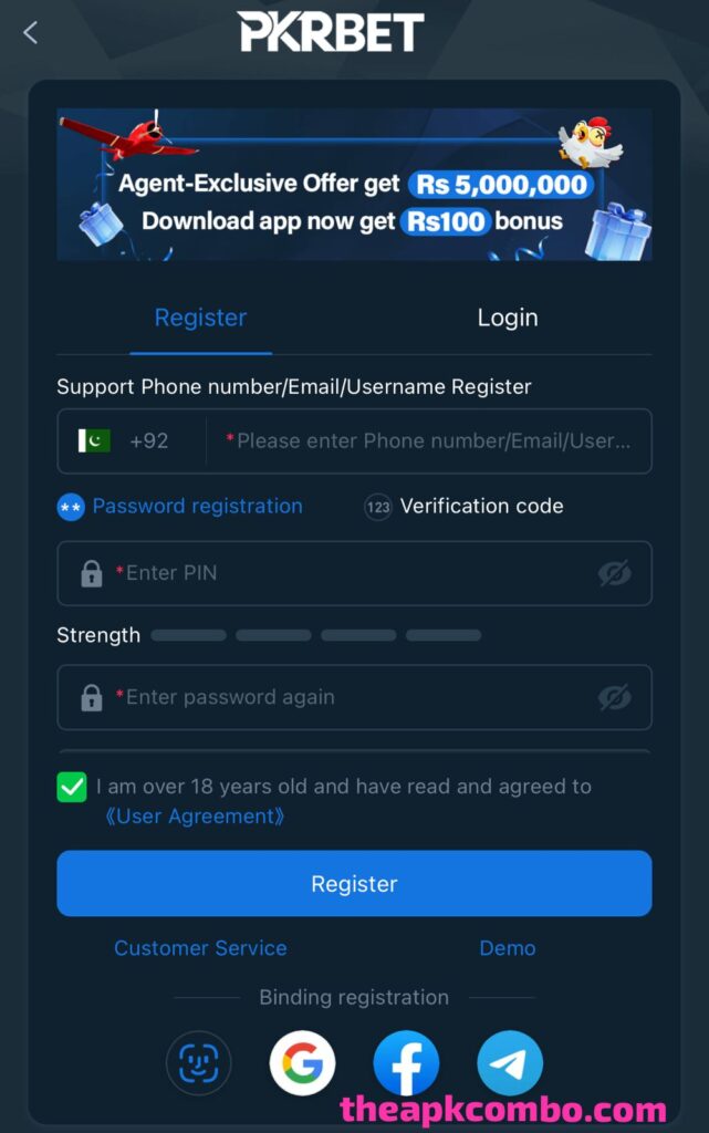 PKRBET Game register