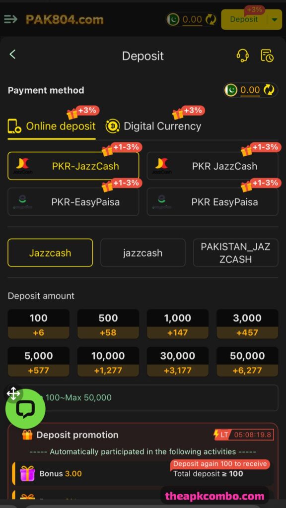 pak804 game deposit
