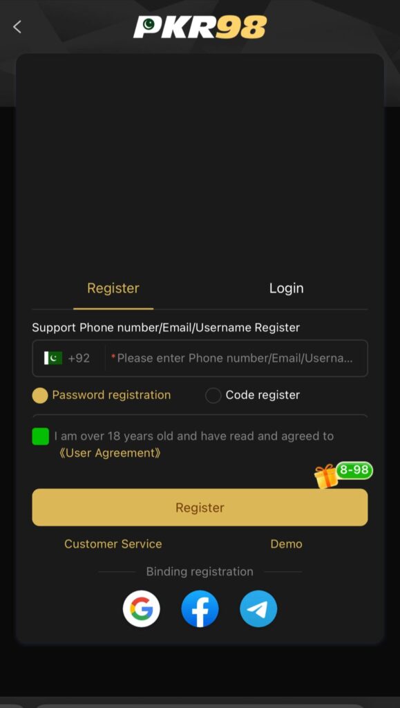 PKR98 Game Register & Login